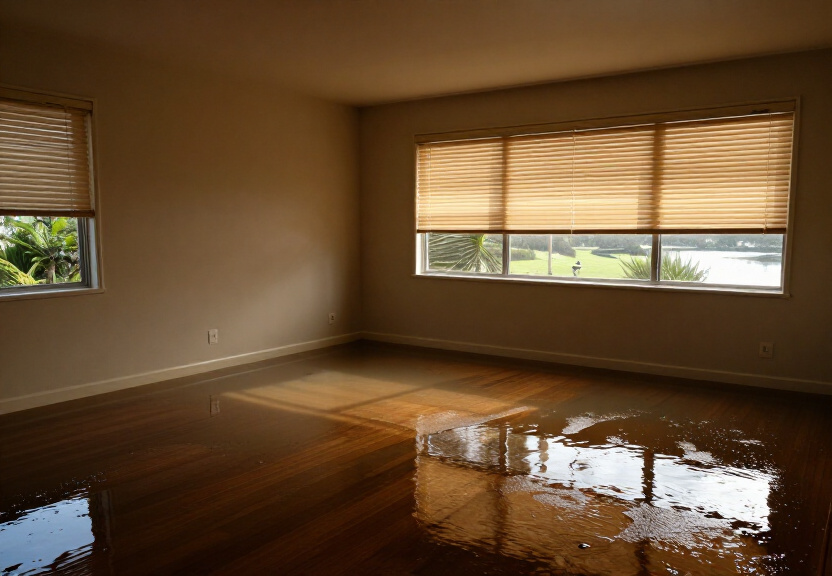 Water-damaged office space in Chatswood before restoration